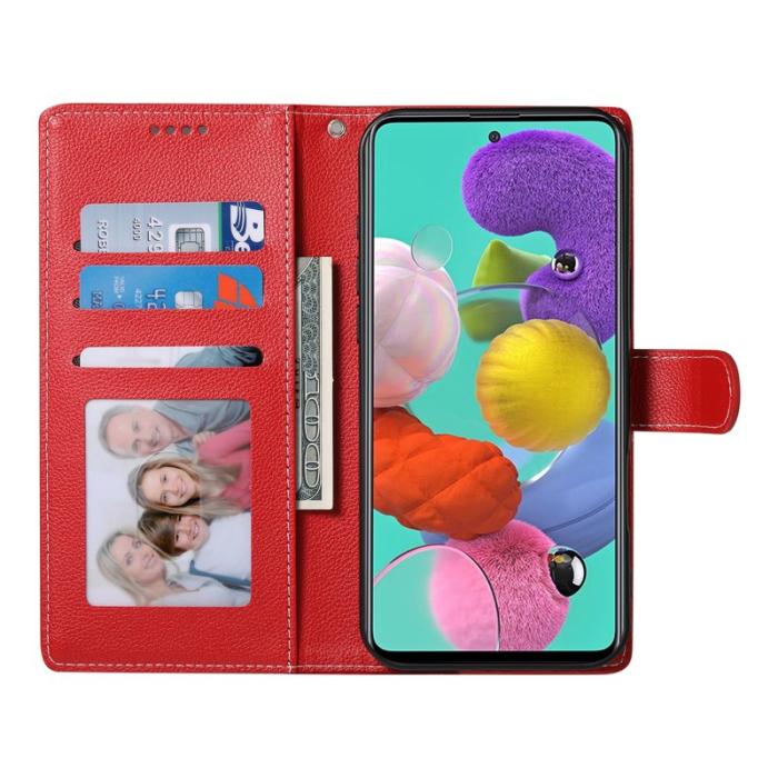 OEM - Samsung Galaxy A35 5G Fodral Äkta Läder Magnetisk Stängning - Röd