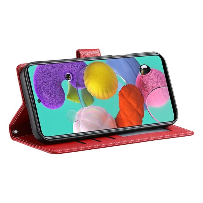 OEM - Samsung Galaxy A35 5G Fodral Äkta Läder Magnetisk Stängning - Röd
