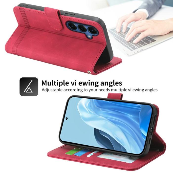 DIERFENG - DIERFENG Samsung Galaxy S26 Fodral Läder Med Handledsrem - Röd