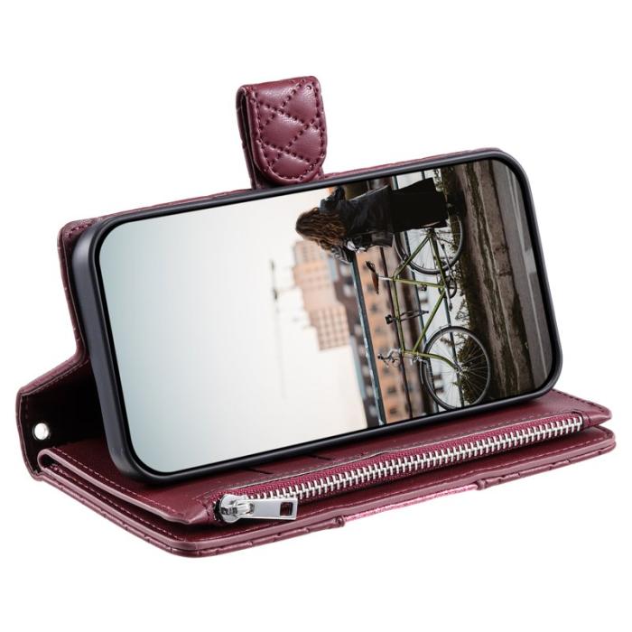 OEM - Glitter Samsung Galaxy S26 Plus Fodral Konstläder - Vinröd