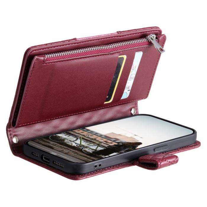 OEM - Glitter Samsung Galaxy S26 Plus Fodral Konstläder - Vinröd