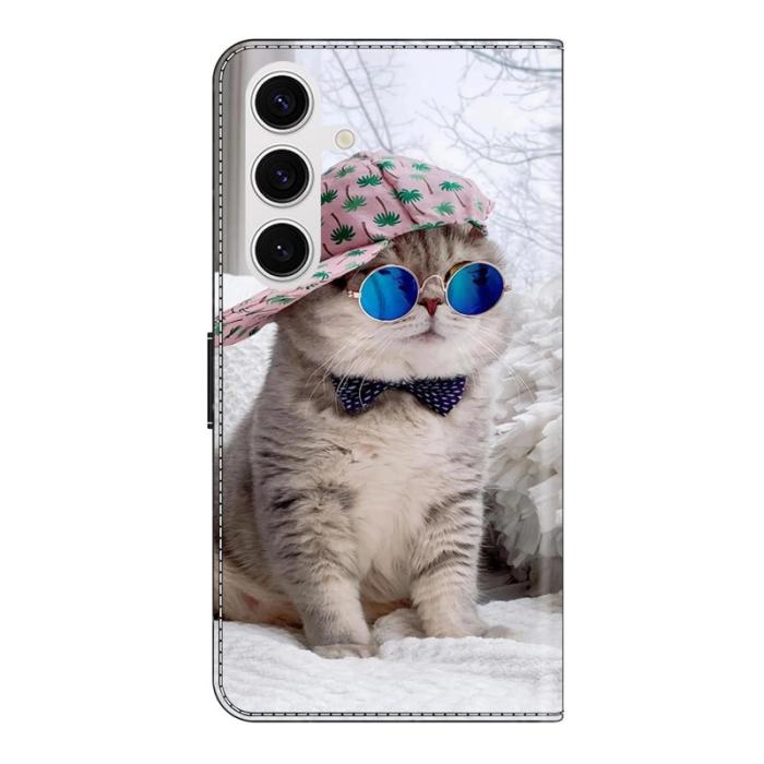 OEM - Hat Cat Samsung Galaxy S26 Fodral Mönstertryck Ställ Läder Flip - Hat Cat