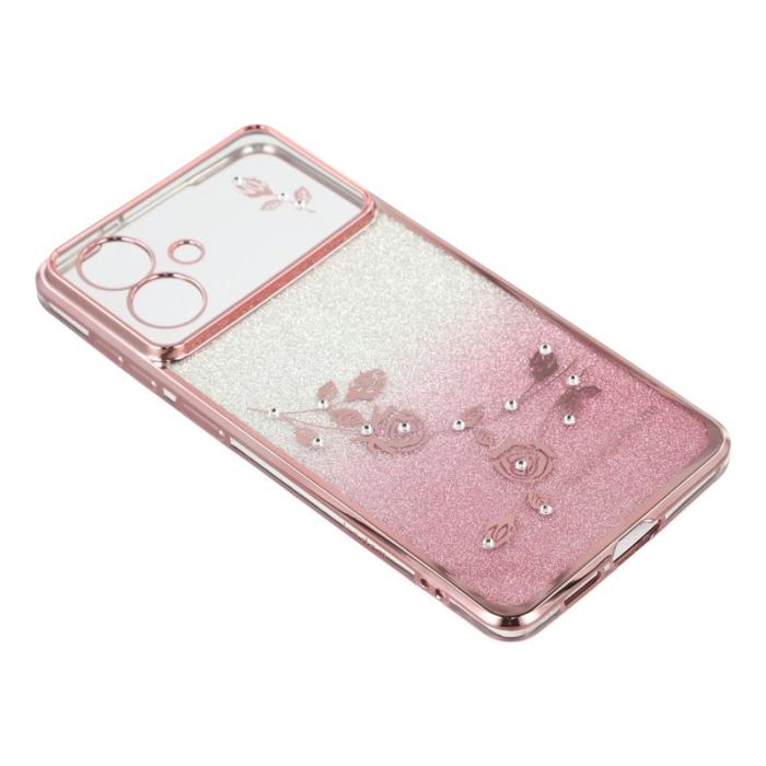 KADEM - KADEM Samsung Galaxy S26 Edge Skal Blommönster TPU Gradient - Roséguld