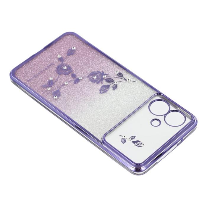 KADEM - KADEM Samsung Galaxy S26 Edge Skal Blommor TPU Flexibel Gradient - Lila