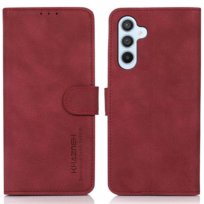 KHAZNEH - KHAZNEH Samsung Galaxy A35 5G Fodral TPU+Konstläder Ställ - Röd