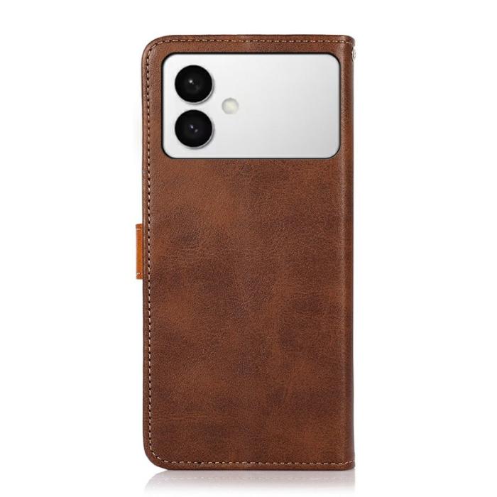 KHAZNEH - KHAZNEH Samsung Galaxy S26 Edge Fodral Äkta Läder Flip - Brun