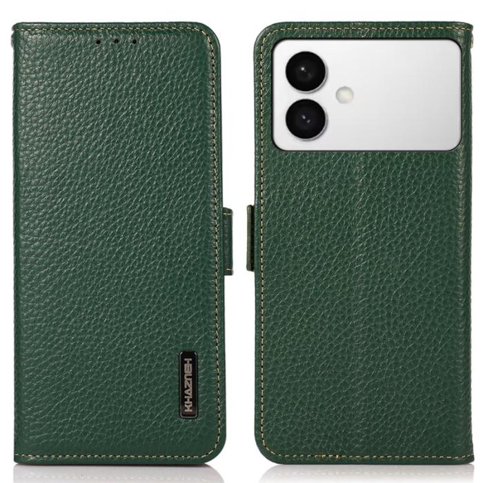 KHAZNEH - KHAZNEH Samsung Galaxy S26 Edge Skal Äkta Läder RFID Skydd - Grön