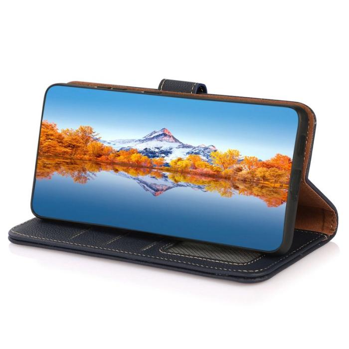 KHAZNEH - KHAZNEH Samsung Galaxy S26 Fodral Äkta Läder - Blå