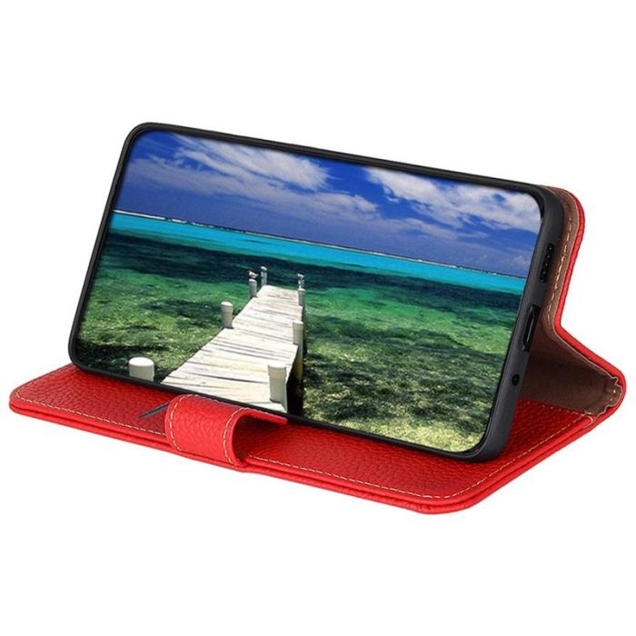 KHAZNEH - KHAZNEH Samsung Galaxy S26 / S26 Pro Skal Äkta Läder Flip - Röd