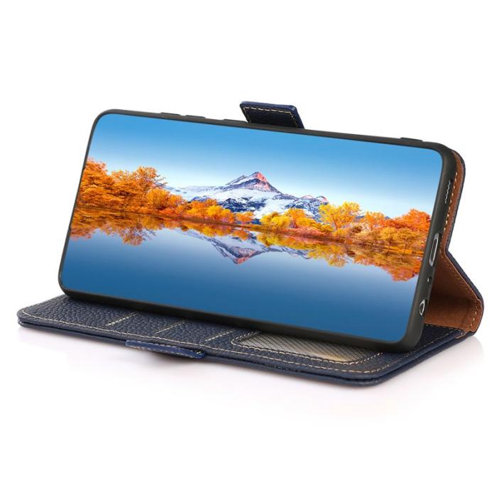 KHAZNEH - KHAZNEH Samsung Galaxy S26/S26 Pro Skal Äkta Läder RFID Skydd - Blå