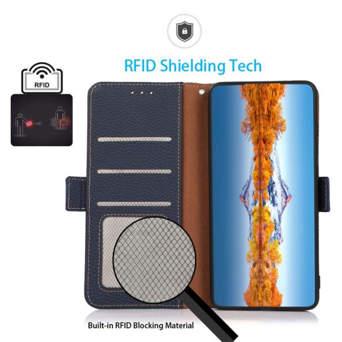 KHAZNEH - KHAZNEH Samsung Galaxy S26 Ultra Skal Äkta Läder RFID Skydd - Blå