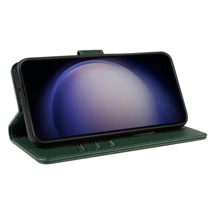OEM - LITCHI Samsung Galaxy A35 5G Fodral Äkta Läder RFID Skydd - Grön