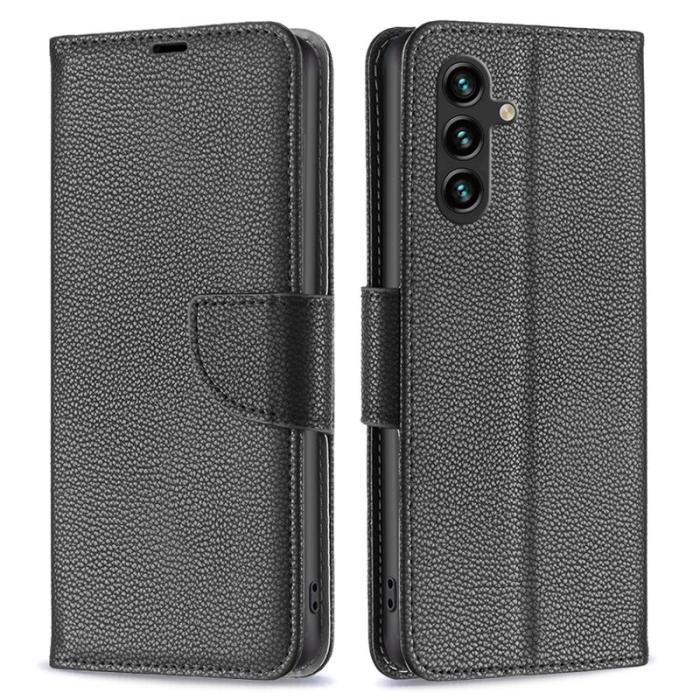 OEM - Litchi Samsung Galaxy A35 5G Fodral Äkta Läder - Svart