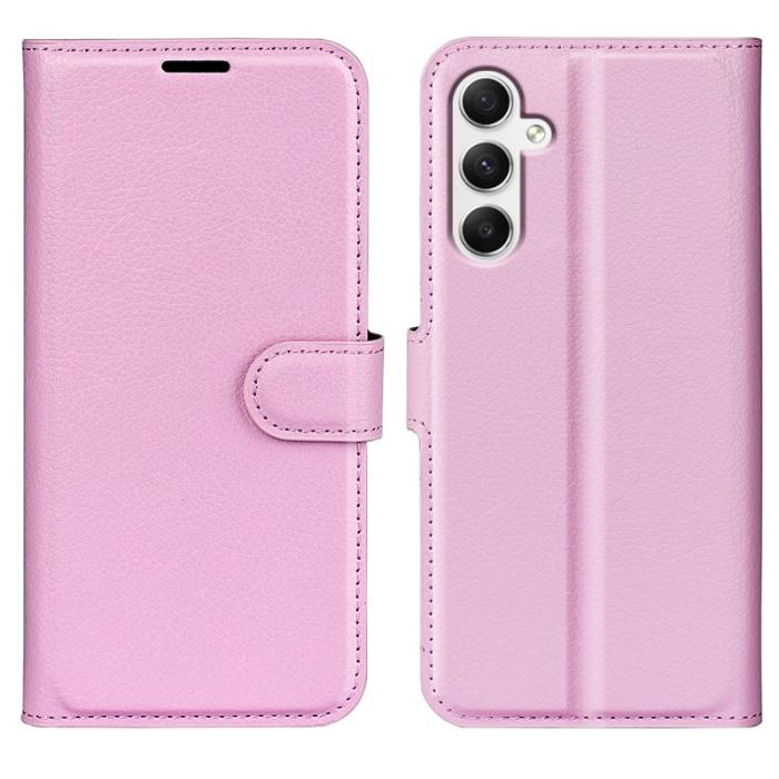 OEM - LITCHI Samsung Galaxy A35 5G Fodral PU Läder - Rosa