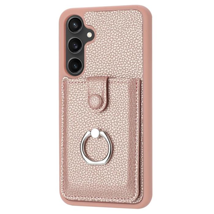 OEM - LITCHI Samsung Galaxy A35 5G Skal Äkta Läder - Roséguld