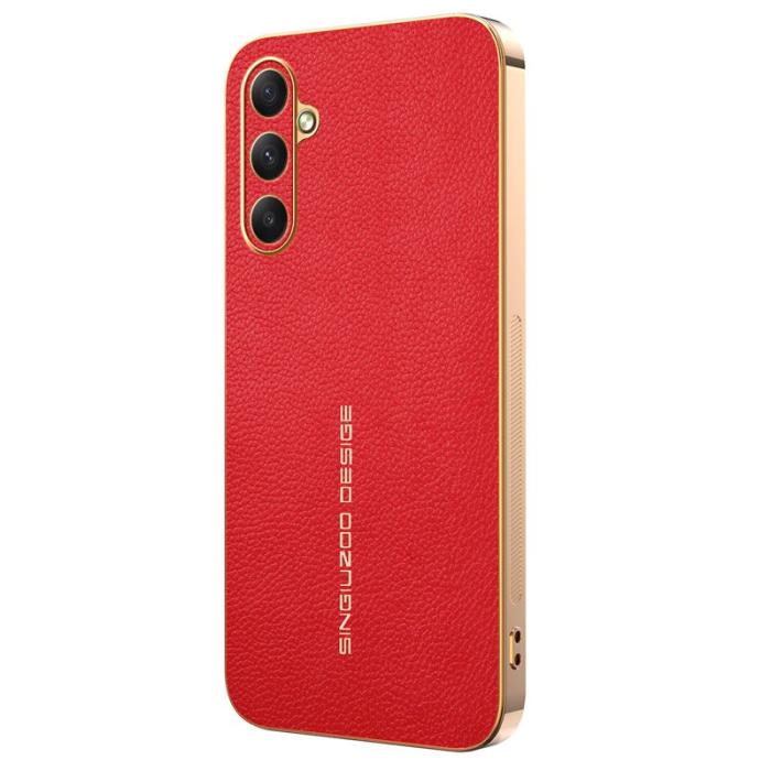 OEM - LITCHI Samsung Galaxy A35 5G Skal TPU Konstläder - Röd