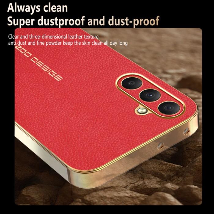 OEM - LITCHI Samsung Galaxy A35 5G Skal TPU Konstläder - Röd