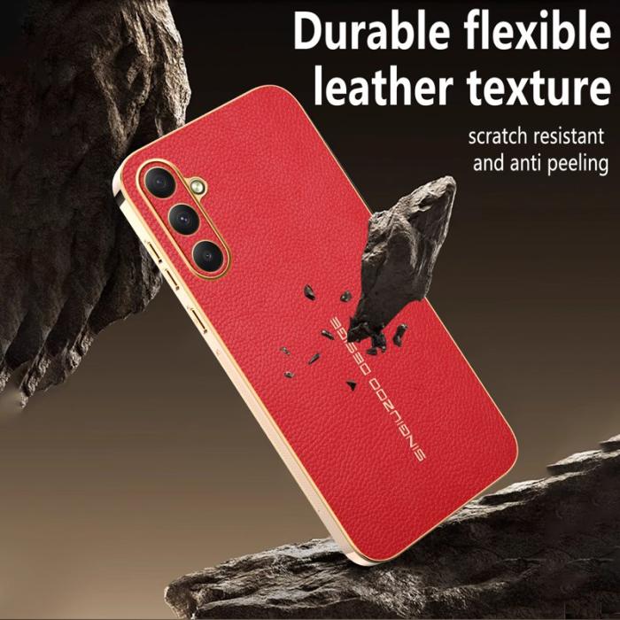 OEM - LITCHI Samsung Galaxy A35 5G Skal TPU Konstläder - Röd