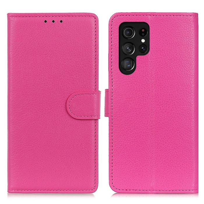 OEM - Litchi Samsung Galaxy S26 Ultra Fodral PU Läder - Rosa