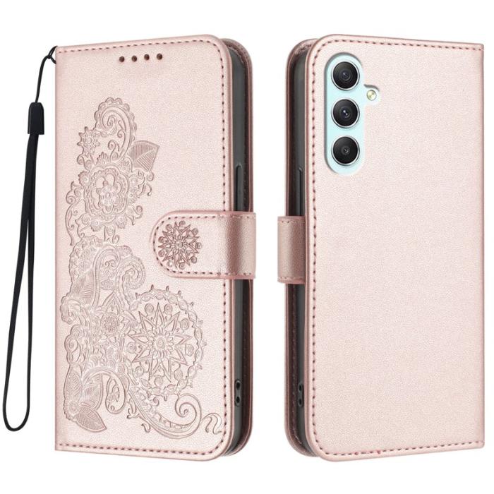 OEM - Mandala Samsung Galaxy A35 5G Fodral Äkta Läder - Roséguld