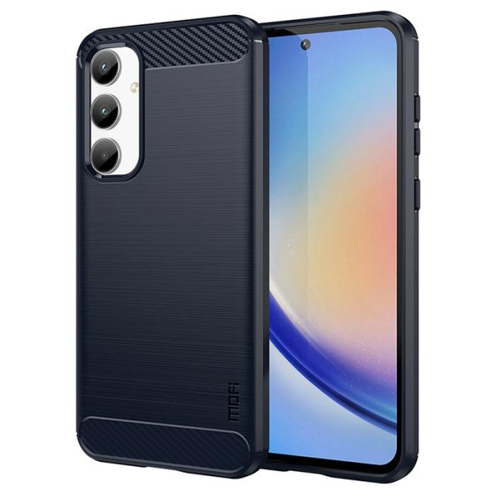 Mofi - MOFI Samsung Galaxy A35 5G Skal TPU Carbon Fiber - Blå