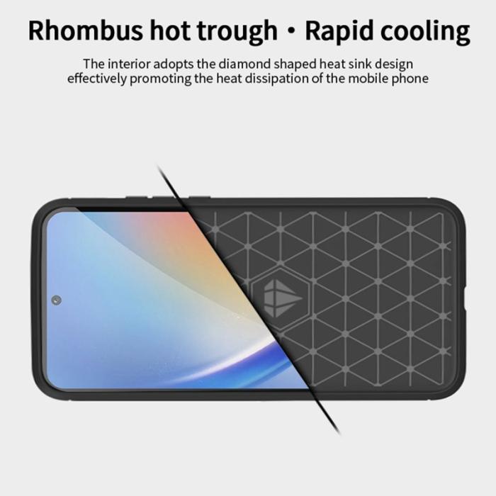 Mofi - MOFI Samsung Galaxy A35 5G Skal TPU Carbon Fiber - Blå