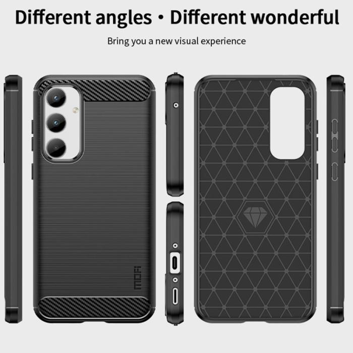 Mofi - MOFI Samsung Galaxy A35 5G Skal TPU Carbon Fiber - Blå