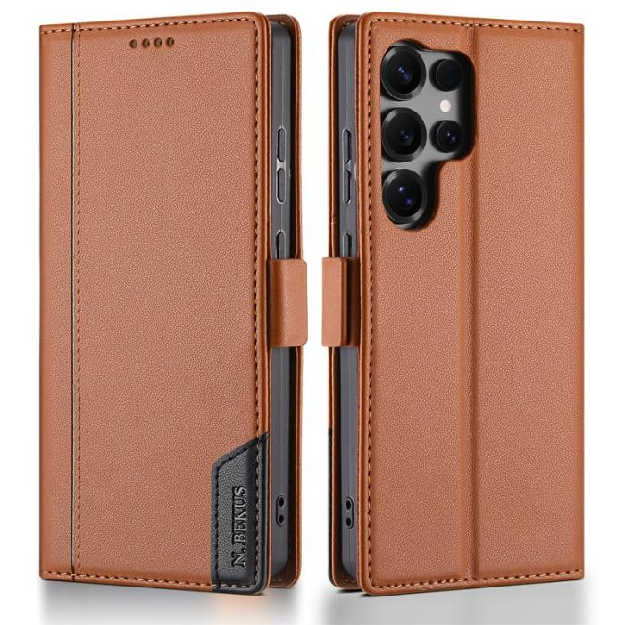 N.BEKUS - N.BEKUS P3 För Samsung Galaxy S26 Ultra Fodral PU Läder - Brun