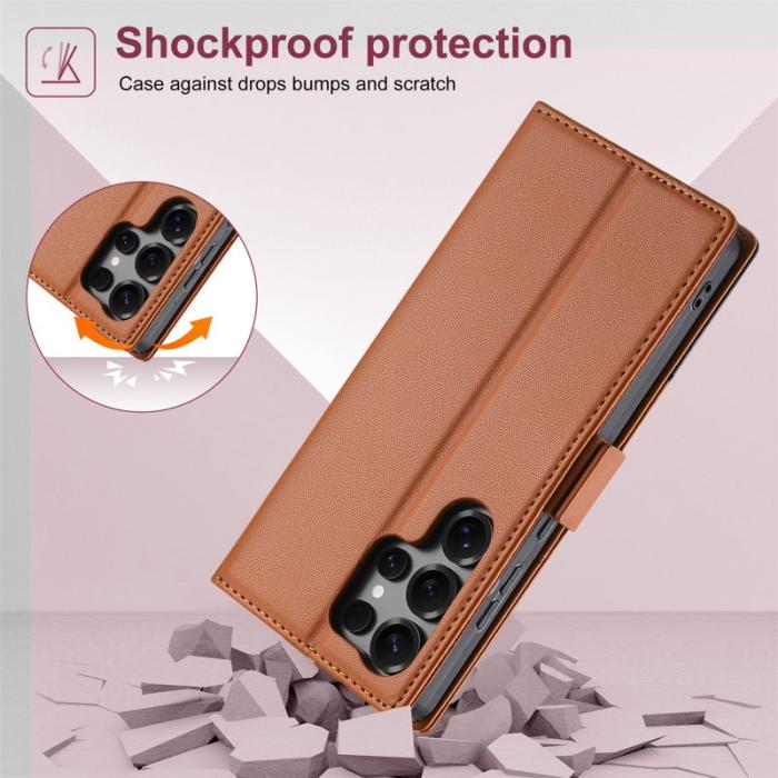 N.BEKUS - N.BEKUS P3 För Samsung Galaxy S26 Ultra Fodral PU Läder - Brun