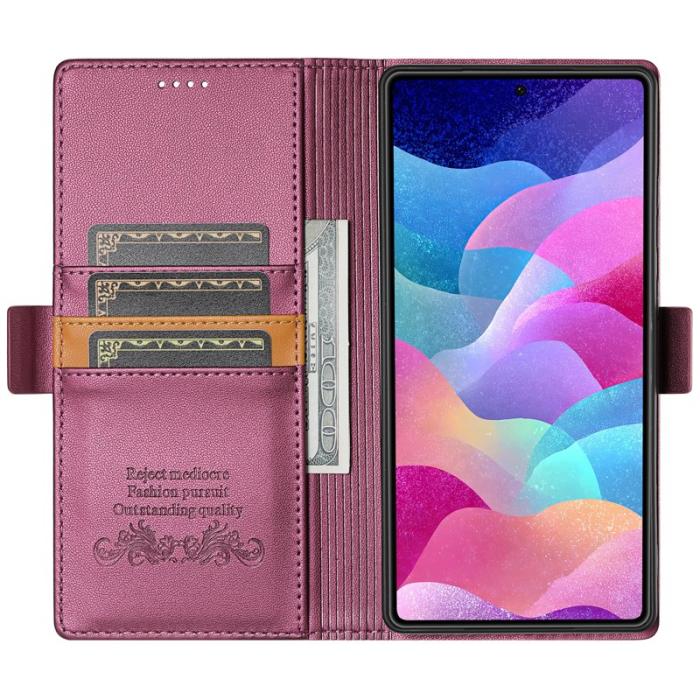 N.BEKUS - N.BEKUS P3 För Samsung Galaxy S26 Ultra Fodral PU Läder - Vinröd