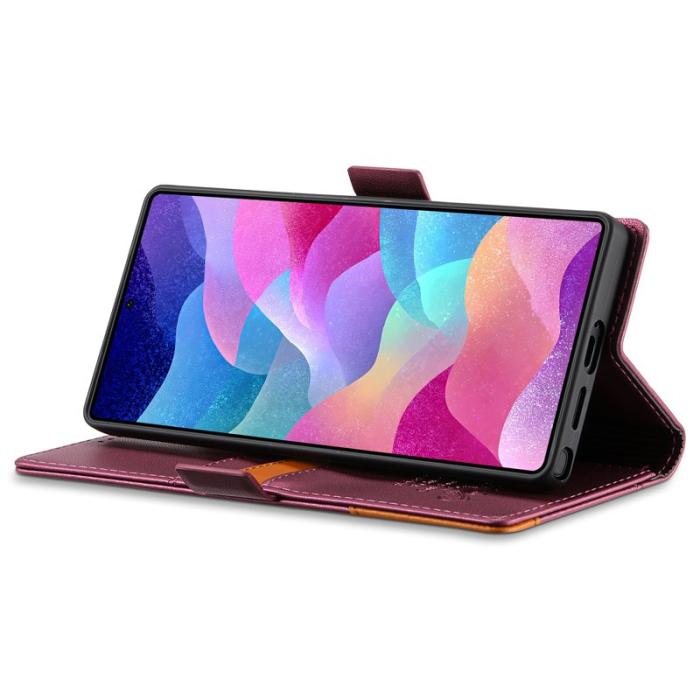 N.BEKUS - N.BEKUS P3 För Samsung Galaxy S26 Ultra Fodral PU Läder - Vinröd