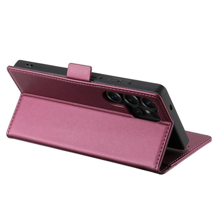 N.BEKUS - N.BEKUS P3 För Samsung Galaxy S26 Ultra Fodral PU Läder - Vinröd