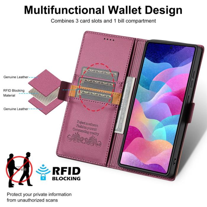 N.BEKUS - N.BEKUS P3 För Samsung Galaxy S26 Ultra Fodral PU Läder - Vinröd