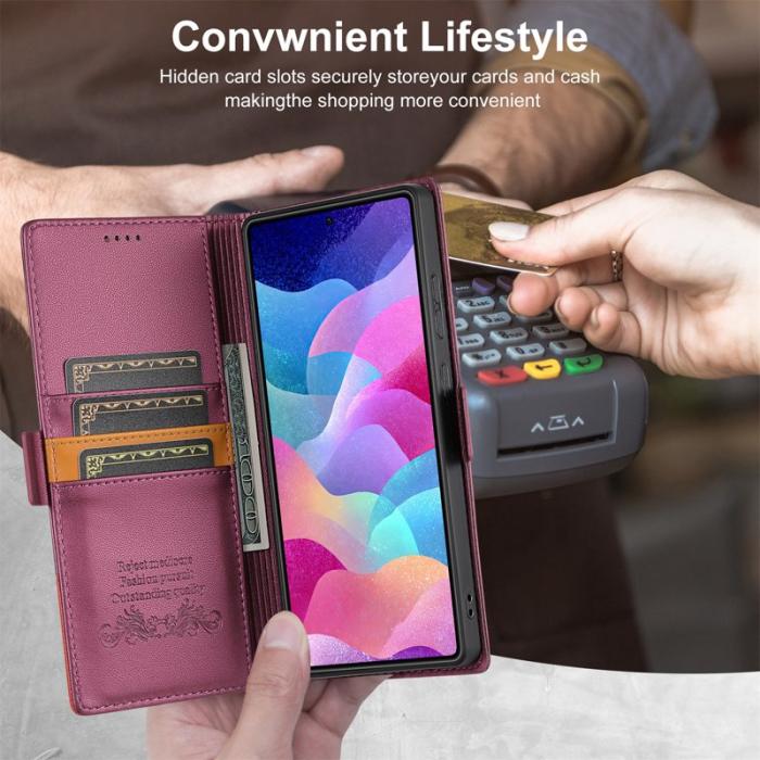 N.BEKUS - N.BEKUS P3 För Samsung Galaxy S26 Ultra Fodral PU Läder - Vinröd