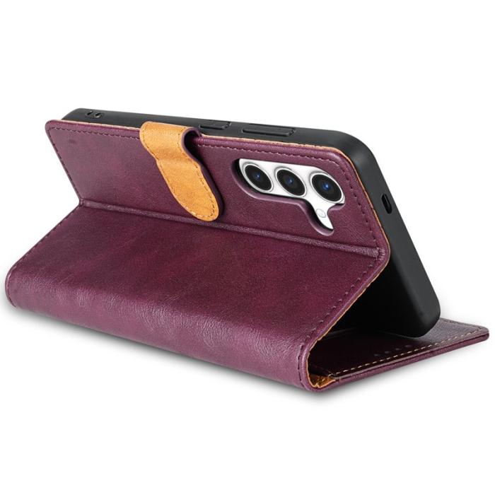 N.BEKUS - N.BEKUS Samsung Galaxy A35 5G Fodral Scratch-Proof Äkta Läder - Vinröd