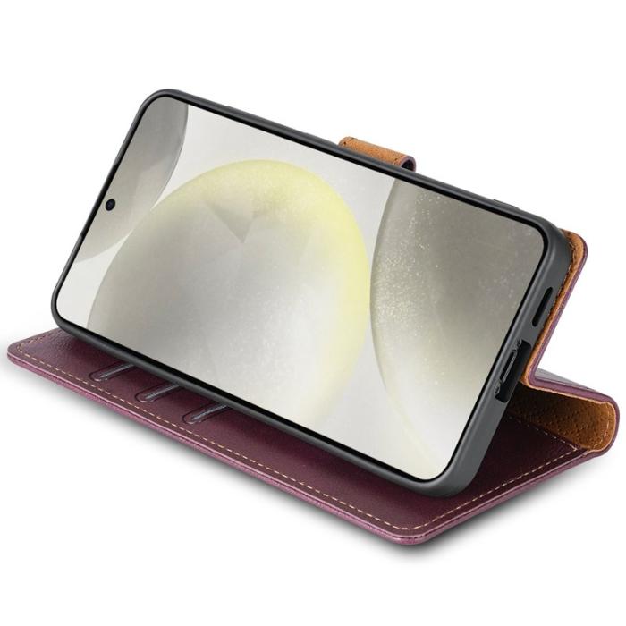 N.BEKUS - N.BEKUS Samsung Galaxy A35 5G Fodral Scratch-Proof Äkta Läder - Vinröd