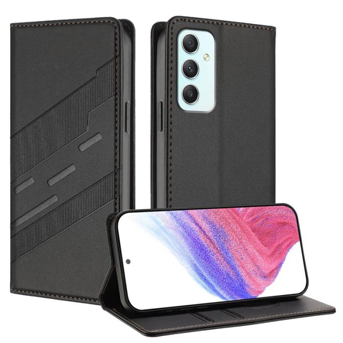 OEM - PUNK Samsung Galaxy A35 5G Fodral Äkta Läder - Svart