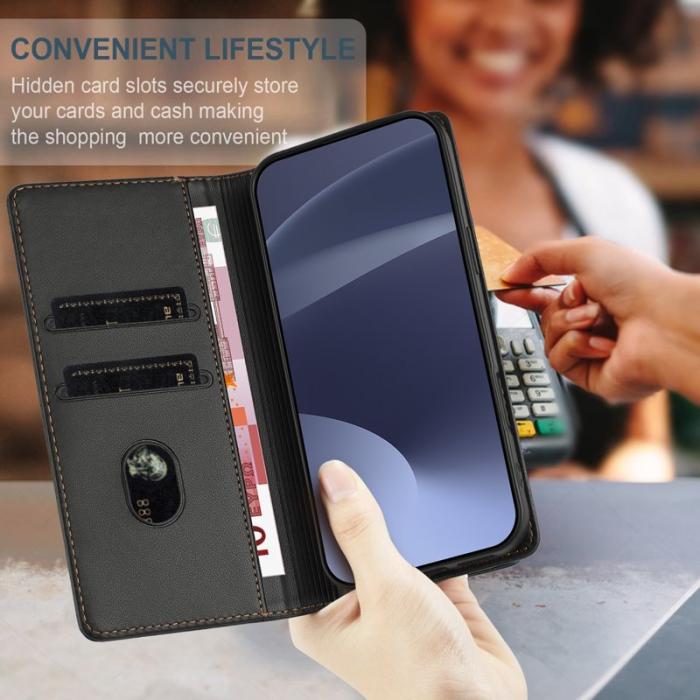 OEM - PUNK Samsung Galaxy A35 5G Fodral Äkta Läder - Svart