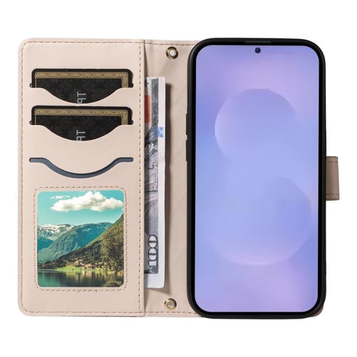 OEM - Rhombus Samsung Galaxy S26 Plus Fodral Äkta Läder - Aprikos