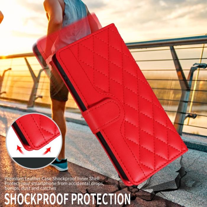 OEM - Rhombus Samsung Galaxy S26 Plus Fodral Äkta Läder - Röd