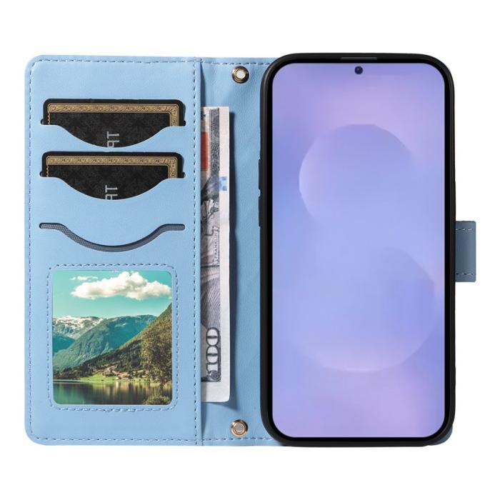 OEM - Rhombus Samsung Galaxy S26 Fodral Äkta Läder Skydd - Blå