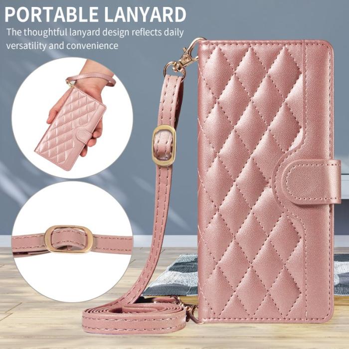 OEM - Rhombus Samsung Galaxy S26 Plus Fodral Äkta Läder - Roséguld