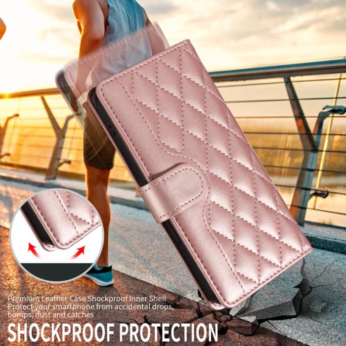 OEM - Rhombus Samsung Galaxy S26 Plus Fodral Äkta Läder - Roséguld
