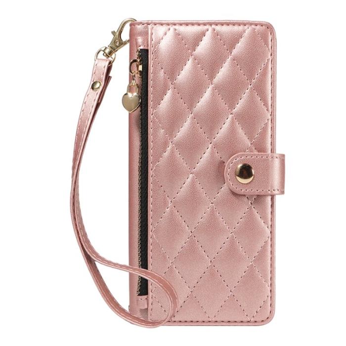 OEM - Rhombus Samsung Galaxy S26 Ultra Fodral Äkta Läder - Roséguld