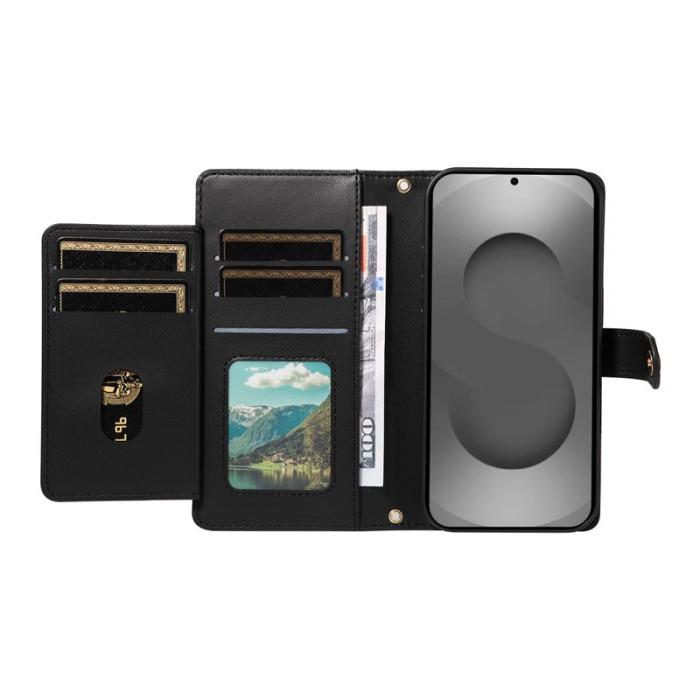 OEM - Rhombus Samsung Galaxy S26 Ultra Fodral Äkta Läder Ställ - Svart