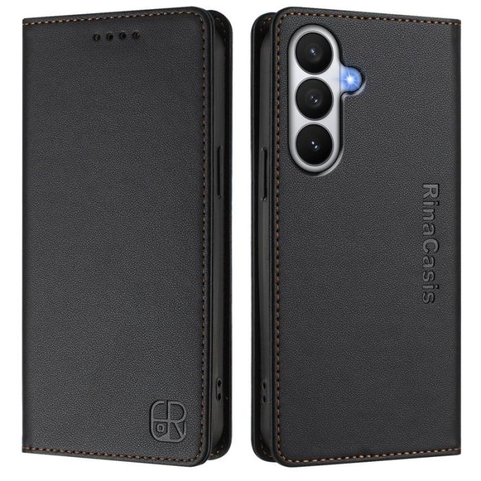OEM - RINACASIS Samsung Galaxy S26 / S26 Pro Fodral Äkta Läder RFID Skydd - Svart