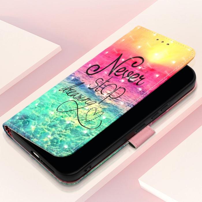 OEM - Samsung Galaxy A35 5G Fodral Äkta Läder 3D Mönster - Never Stop Dreaming
