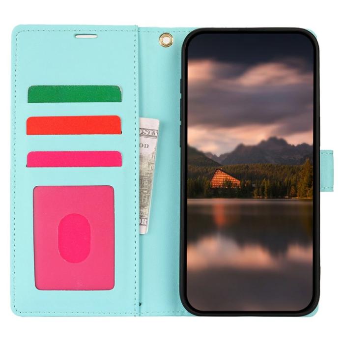 OEM - Samsung Galaxy A35 5G Fodral Äkta Läder Blommönster - Blå