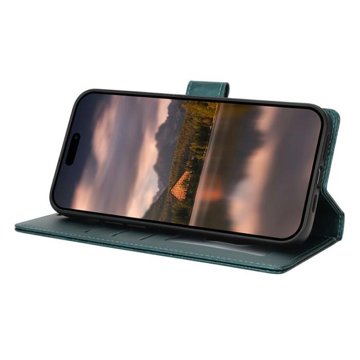 OEM - Samsung Galaxy A35 5G Fodral Äkta Läder Blommönster - Grön