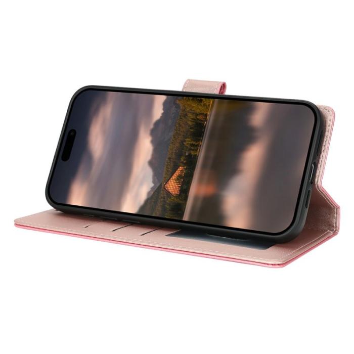 OEM - Samsung Galaxy A35 5G Fodral Äkta Läder Blommönster - Roséguld